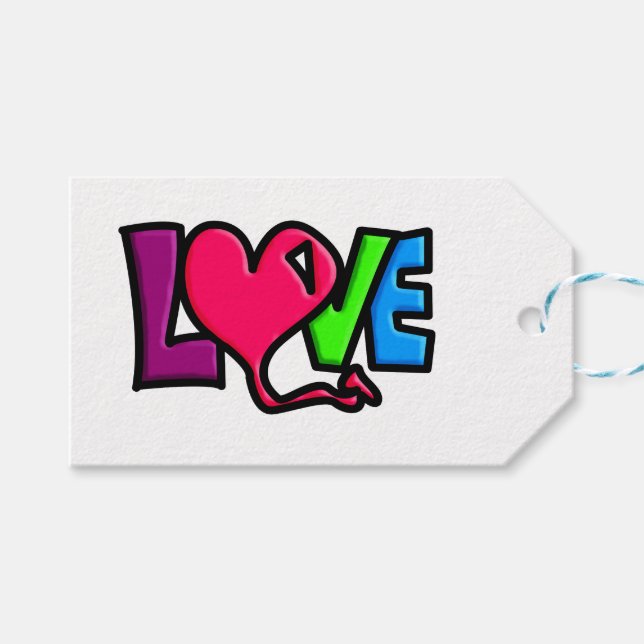 Love Word Art Typography Gift Tags (Front (Horizontal))