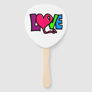 Love Word Art Typography Hand Fan