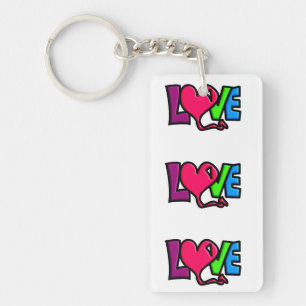 Love Word Art Typography Key Ring