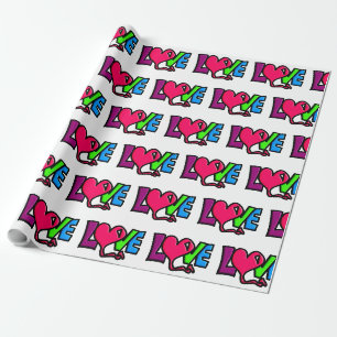 Love Word Art Typography Wrapping Paper