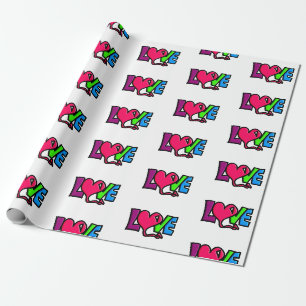 Love Word Art Typography Wrapping Paper