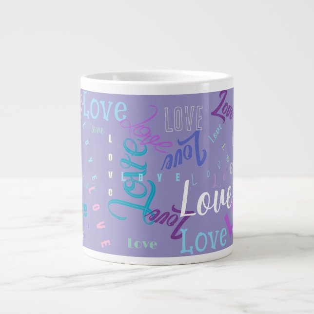 Love Word Grafitti Repeating Word (Customisable) Large Coffee Mug (Front)