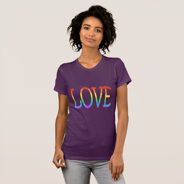 Love Word in Rainbow Coloured Letters Tee Shirts (Front Full)