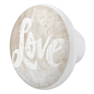 LOVE Word Lettering Hippie Artist Studio Distress  Ceramic Knob