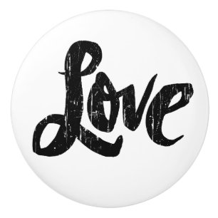 LOVE Word Lettering Hippie Calligraphy Valentine C Ceramic Knob