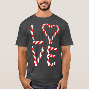 Love Word Made Of Candy Canes Heart Christmas 672 T-Shirt