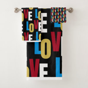 Love word pattern bath towel set