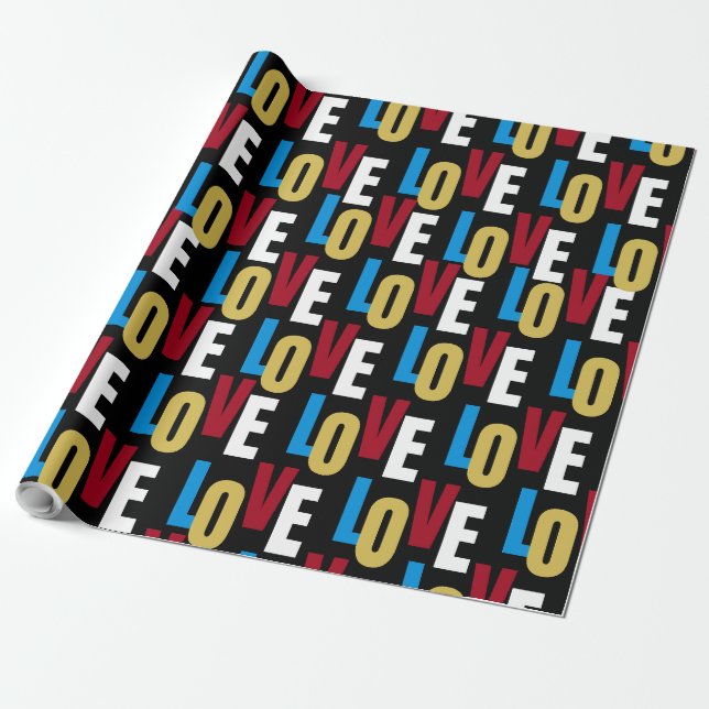 Love word pattern wrapping paper (Unrolled)
