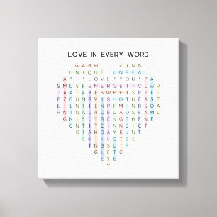 Love Word Quest - Heart Puzzle - I Love You Canvas Print