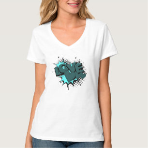 Love word with hearts in a green colour T-Shirt