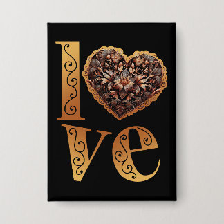 Love word with romantic filigree pink heart