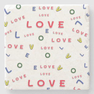 LOVE wording pattern coaster