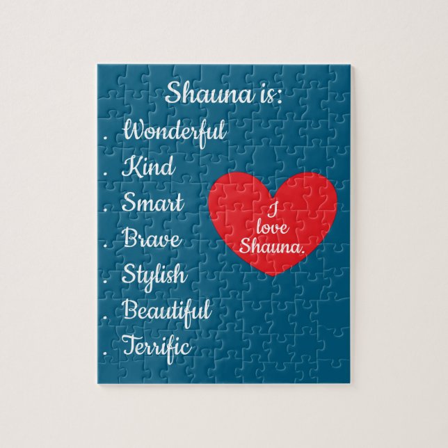 Love & Words - Deep Sea Blue with Large Heart: Jigsaw Puzzle (Vertical)