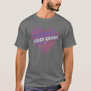 Love Words FIRST GRADE Back To School Heart Teache T-Shirt