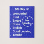 Love & Words in Blue & White Jigsaw Puzzle<br><div class="desc">What of attributes does your sweetheart have? Hopefully, there are many. You can list the great aspects of your honey's personality in this puzzle. After your loved one opens the package, you two can have fun putting the puzzle together. You can even give a kiss after you two complete each...</div>