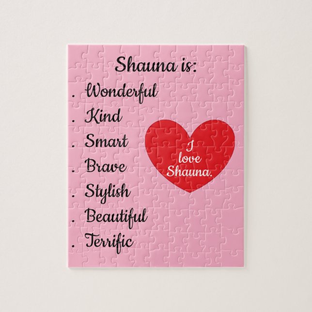 Love & Words - Pink with Large Heart: Jigsaw Puzzle (Vertical)