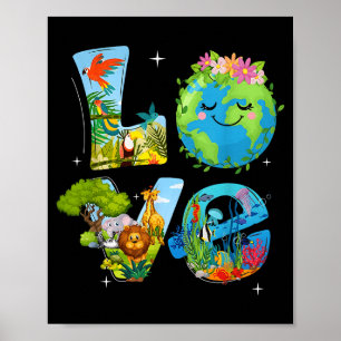 Love world earth day 2026 environmental animal tre poster