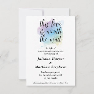 Love Worth The Wait   Wedding Event Postponed Card