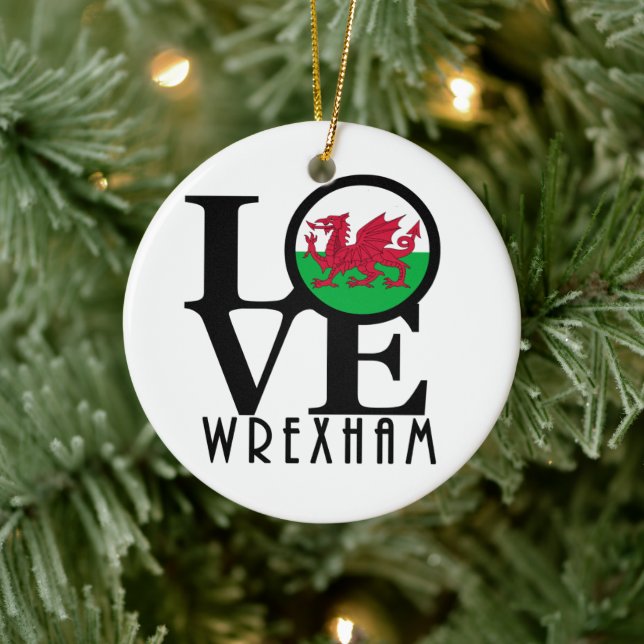 LOVE Wrexham Wales  Ceramic Tree Decoration (Tree)