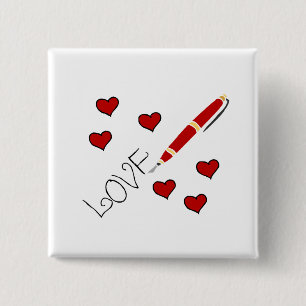 Love (Writing) 15 Cm Square Badge
