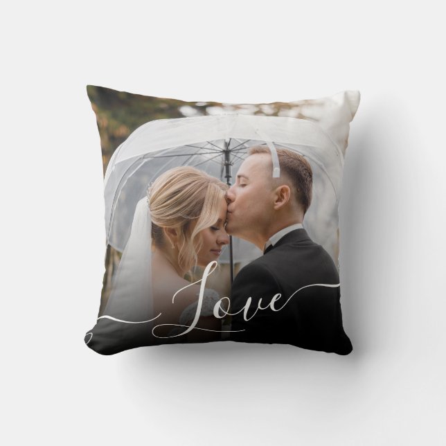 LOVE Writing Custom Photo Throw Pillow (Front)