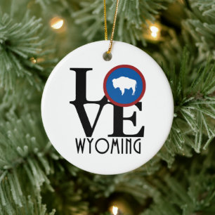 LOVE Wyoming Ceramic Tree Decoration