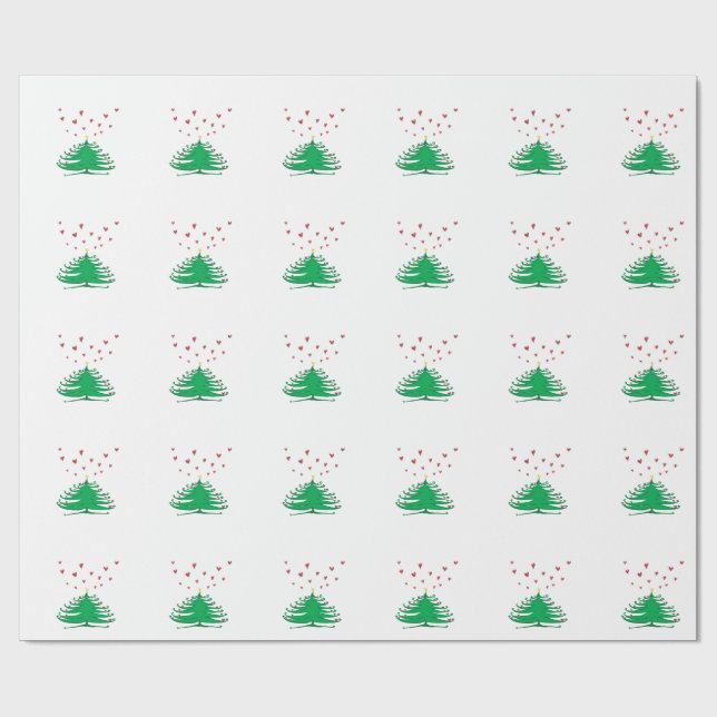 Love X-mas Tree Matte Wrapping Paper, 30 in x 6 ft Paper (Flat)