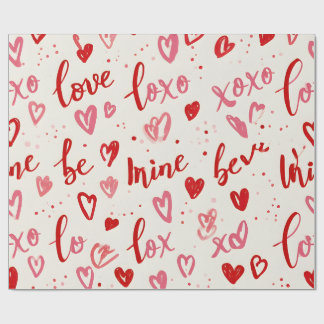 Love XOXO Heart Valentine Clam Wrapping Paper