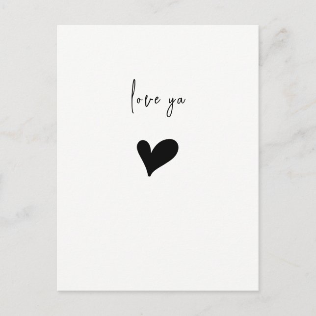 Love Ya Cute Heart Minimalist Postcard (Front)