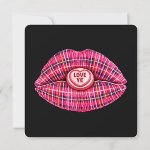 Love Ye Scottish Tartan Kiss Lips Scotland pink Invitation