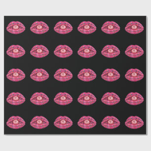 Love Ye Scottish Tartan Kiss Lips Scotland pink Wrapping Paper
