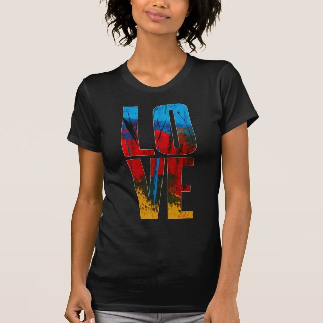 Love Yellow Black Red Blue Trendy Abstract Art T-Shirt (Front)