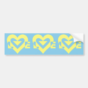 Love Yellow on Blue Bumper Sticker