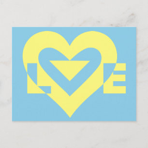 Love Yellow on Blue Postcard