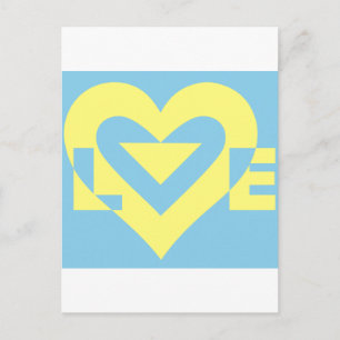 Love Yellow on Blue Postcard