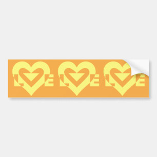 Love Yellow on Orange Bumper Sticker
