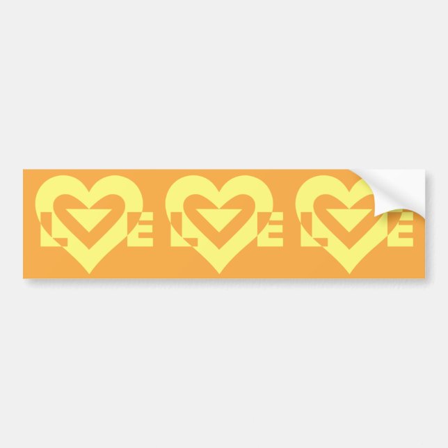 Love Yellow on Orange Bumper Sticker (Front)