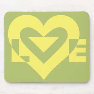 Love Yellow on Sage Green Mouse Pad