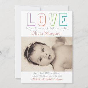 LOVE Yellow Quatrefoil - Birth Announcement