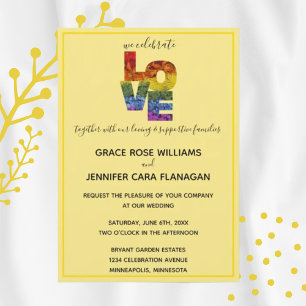 LOVE Yellow Themed Same-Sex Wedding Collection Invitation