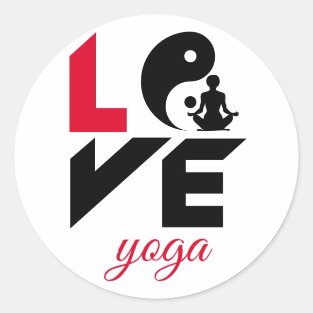Love yoga classic round sticker (Front)