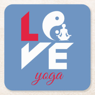 Love yoga square paper coaster