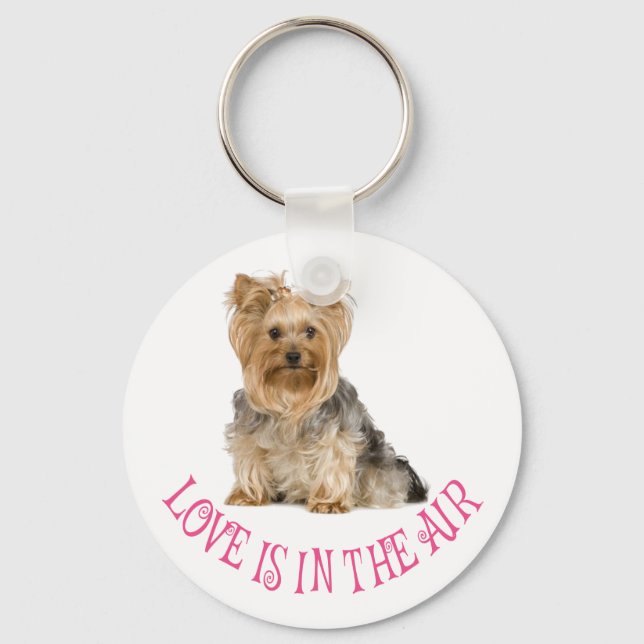 Love Yorkshire Terrier Puppy Dog Keychain (Front)