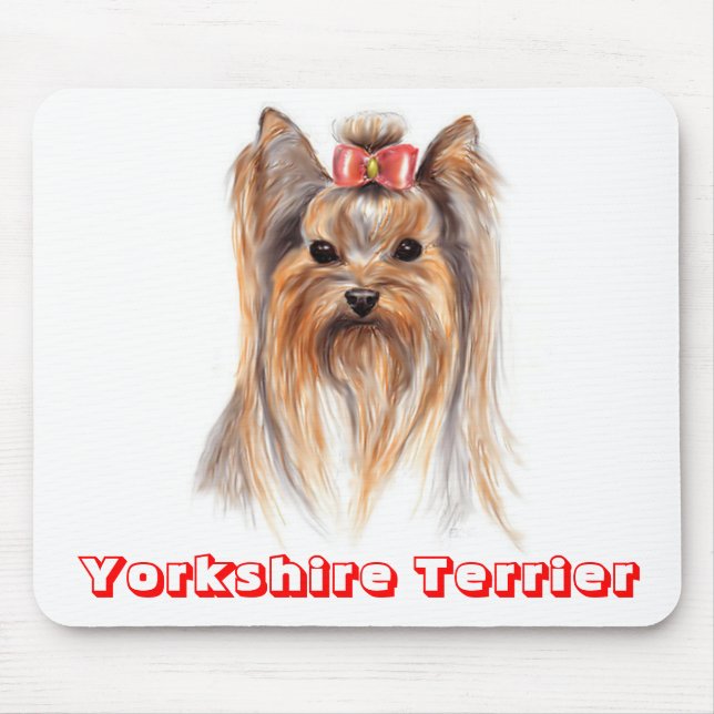 Love Yorkshire Terrier Puppy Dog Painting Mousepad (Front)
