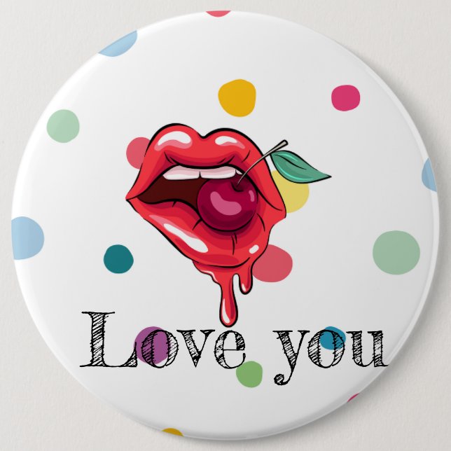 love you 6 cm round badge (Front)