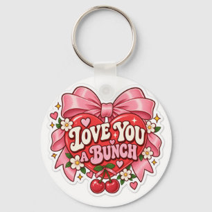 Love You a Bunch Retro Coquette Heart Bow Sticker Key Ring