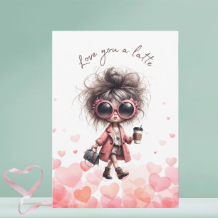 Love You a Latte Coffee Valentine's Day  Holiday Card