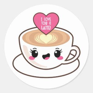 Love You A Latte EMoji Classic Round Sticker