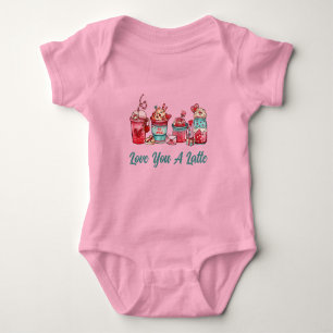 Love You A Latte Ming On Pink Baby Bodysuit