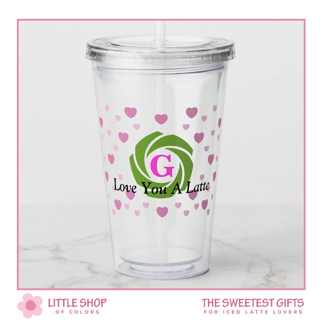 Love You a Latte Monogrammed Valentine's Day Acrylic Tumbler (Creator Uploaded)